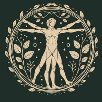 The Vitruvian Method Logo, a Massage Therapy Practice by Danielle (Dani) Bloebaum, NC Licensed Massage and Bodywork Therapist 22107
